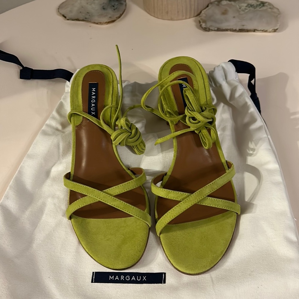 Margaux ‘Soho’ sandal in chartreuse. Size 38 new with dust bag